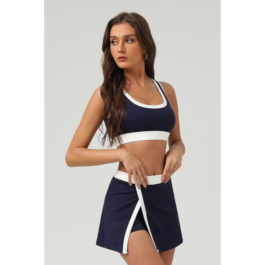 Color-Block Active Set: Top + Skirt in Navy