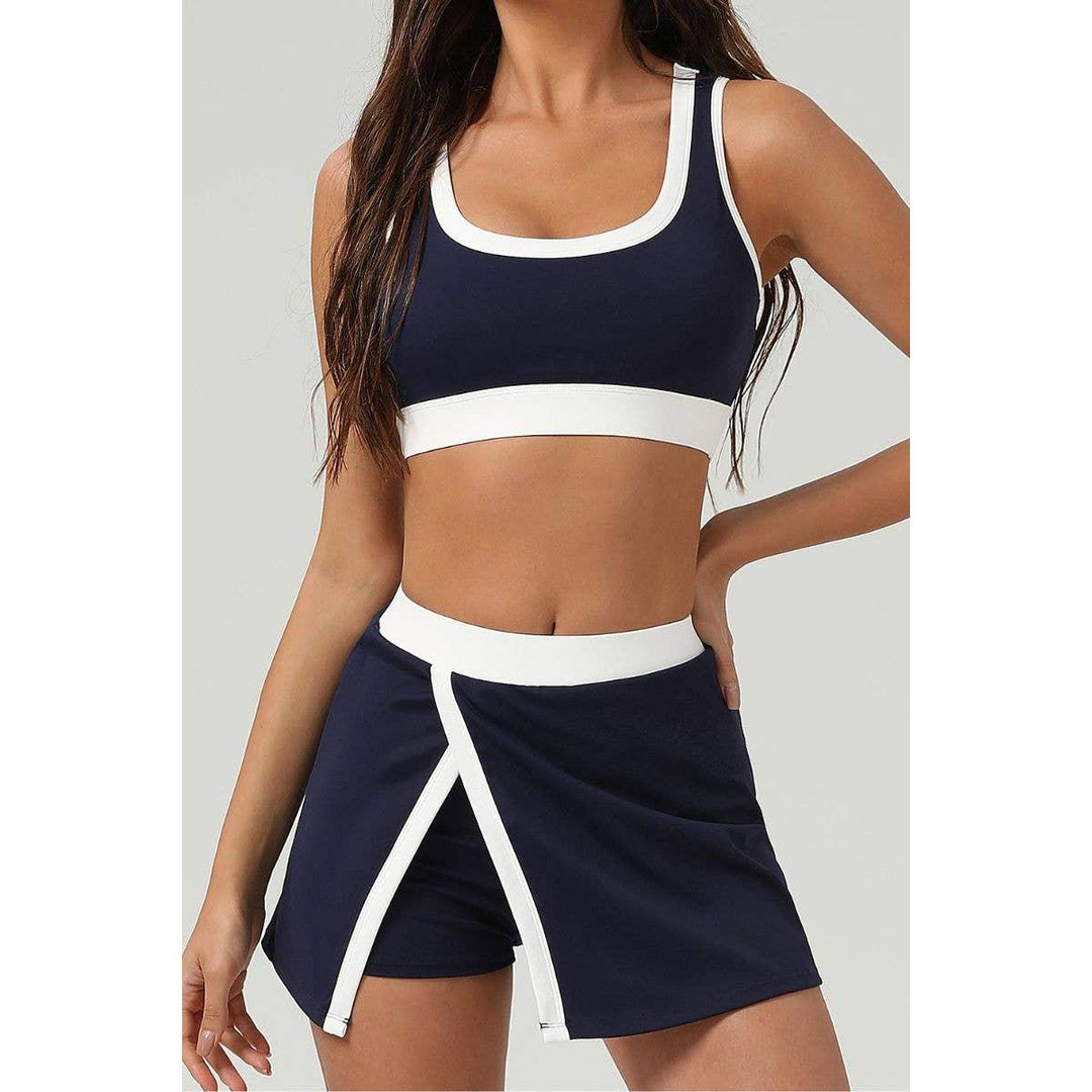 Color-Block Active Set: Top + Skirt in Navy