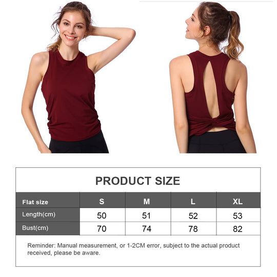 Women Backless Soft Sport Athletic Tank Top: White