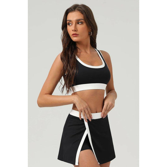 Color-Block Active Set: Top + Skirt in Navy