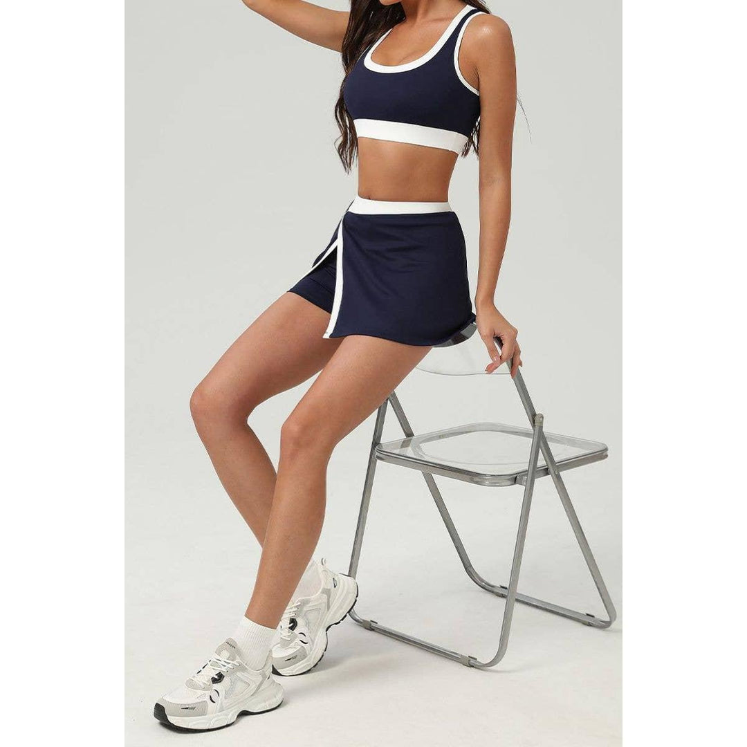 Color-Block Active Set: Top + Skirt in Navy