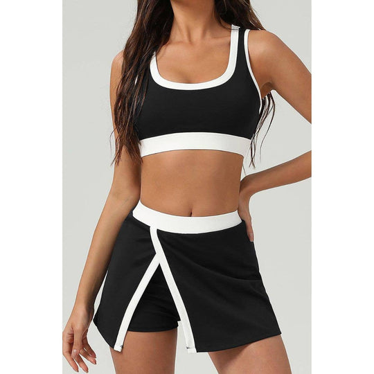 Color-Block Active Set: Top + Skirt in Navy