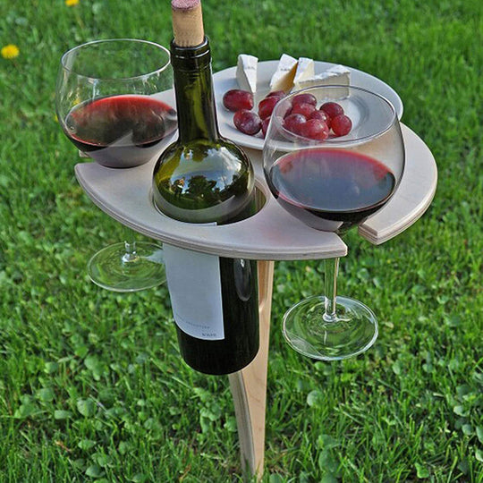 Portable Outdoor Folding Wooden Wine and Cheese Table