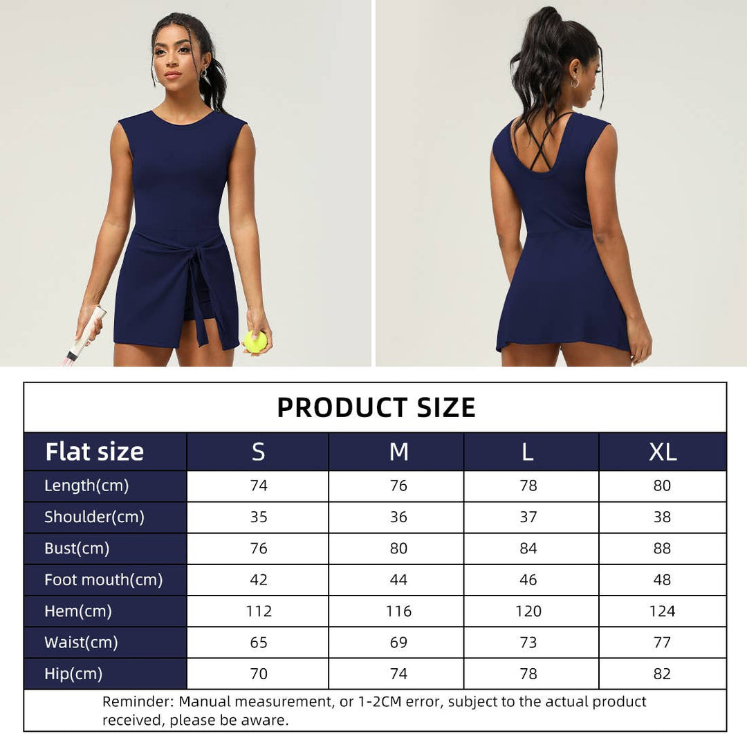 Women's Sleeveless Lined Breathable Sports Dress: Black