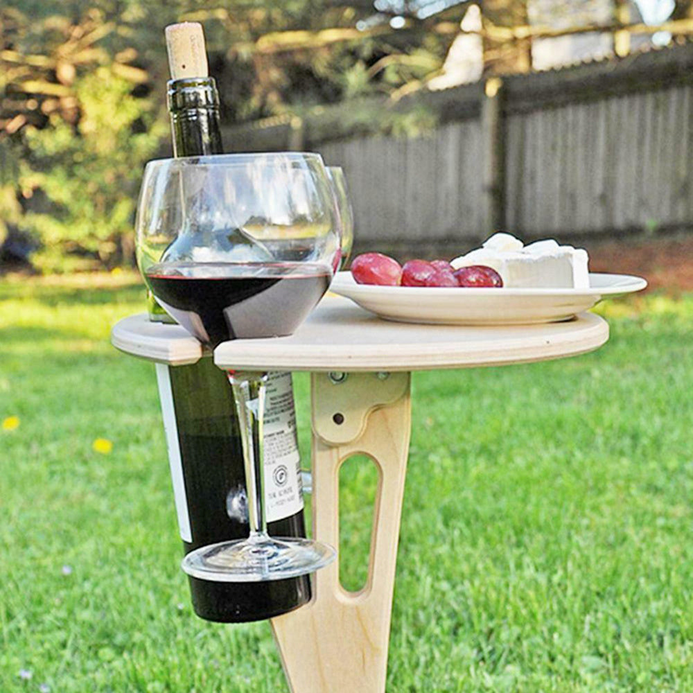 Portable Outdoor Folding Wooden Wine and Cheese Table