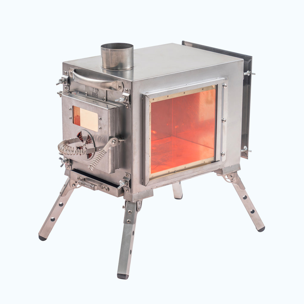 Compact Outdoor Wood Stove with Heat-Resistant Glass