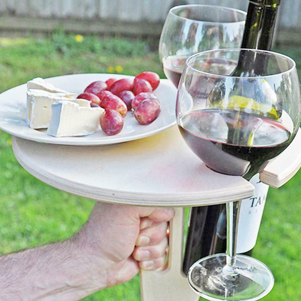 Portable Outdoor Folding Wooden Wine and Cheese Table
