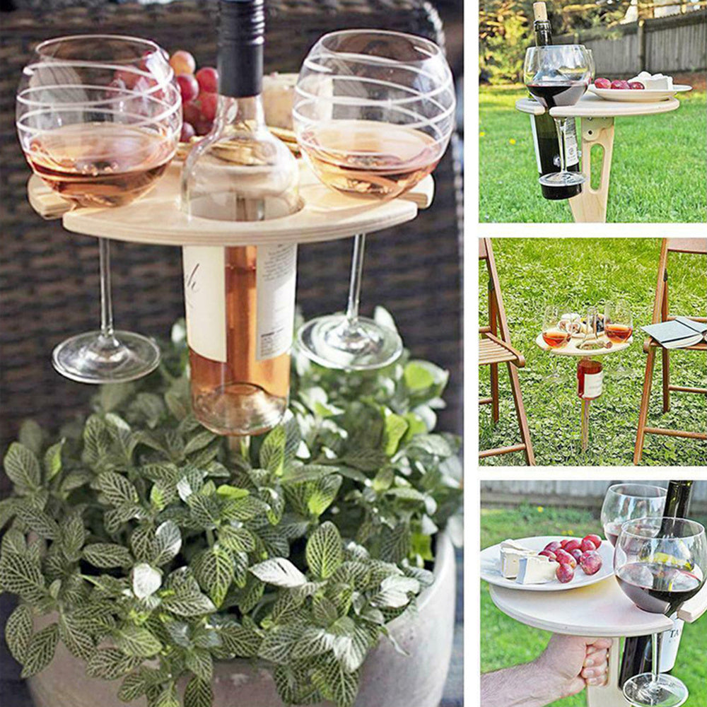 Portable Outdoor Folding Wooden Wine and Cheese Table