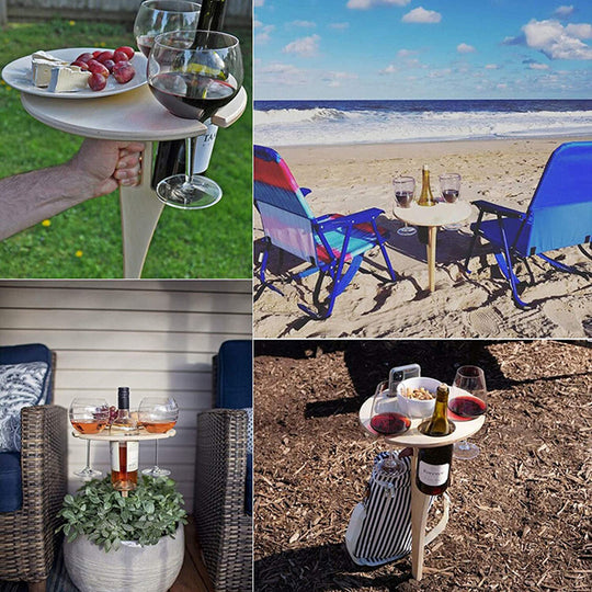 Portable Outdoor Folding Wooden Wine and Cheese Table