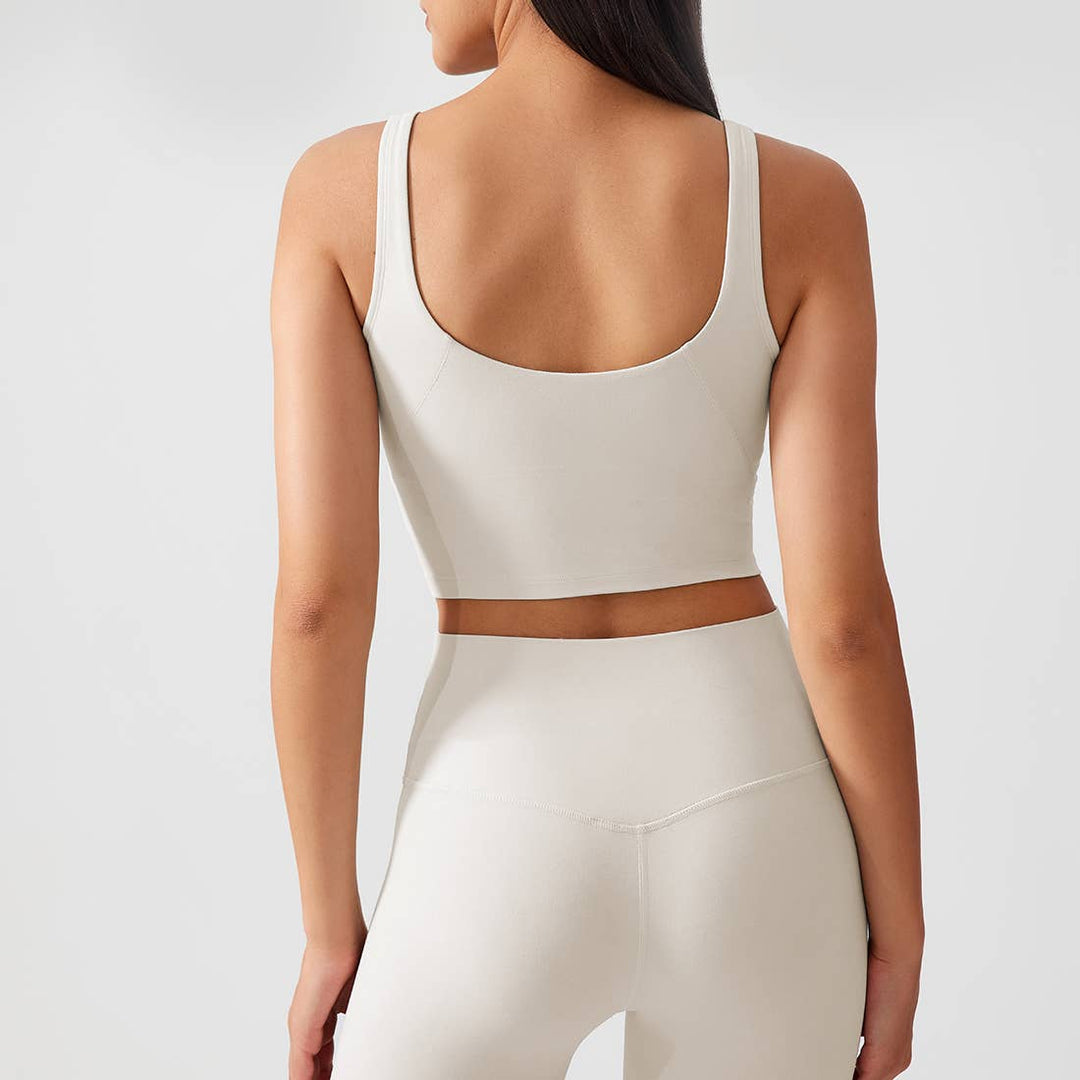 Women's Athletic Tank Top Cushion Sports Bra in White