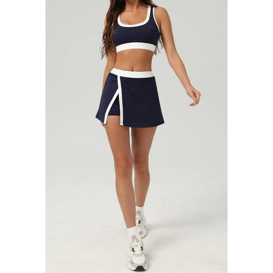 Color-Block Active Set: Top + Skirt in Navy